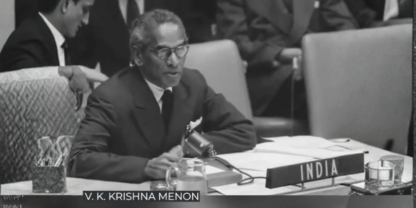 V. K. Krishna Menon addressing the United Nations Security Council on Jammu & Kashmir