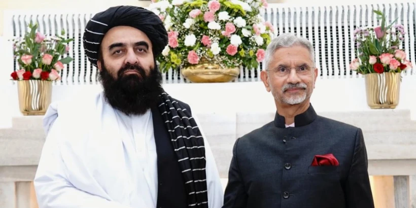 External Affairs Minister S. Jaishankar with Afghanistan’s Acting Foreign Minister Mawlawi Amir Khan Muttaqi during a bilateral meeting in New Delhi
